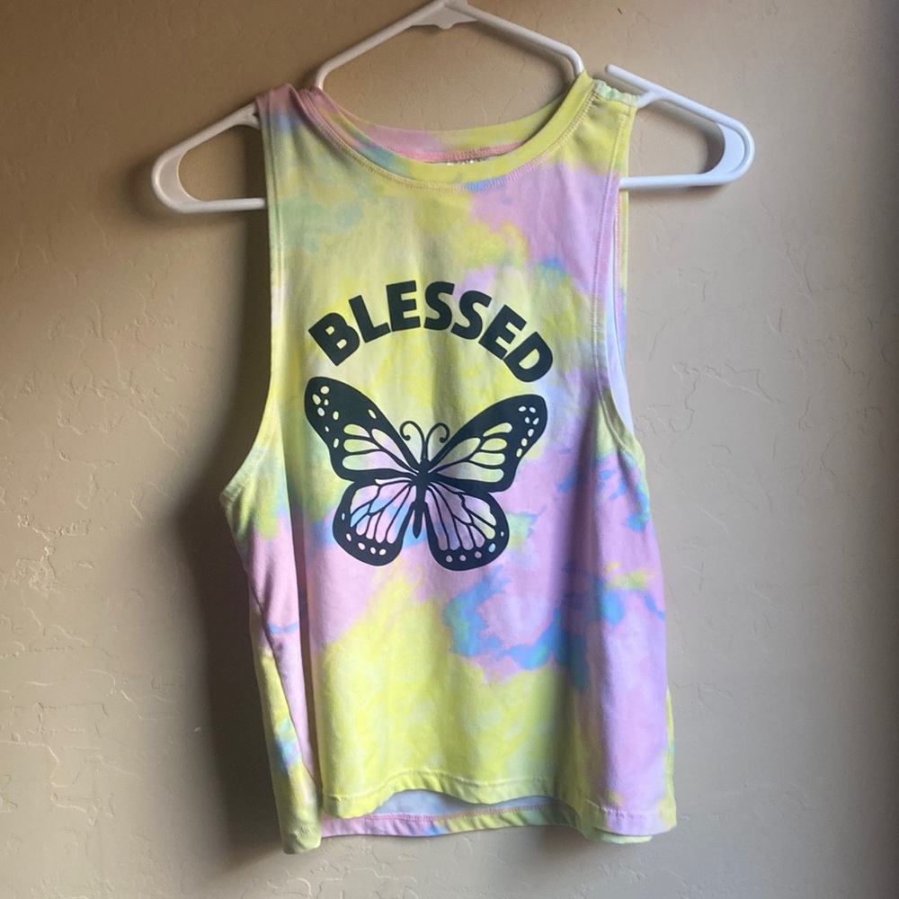 💵3 for $20✅Hippie tie-dye butterfly blessed super soft tank shirt